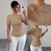 Ευρωπαϊκό Γυναικείο Ασύμμετρο T-shirt Slim-Fit με Μεταλλικό Διάκοσμο
