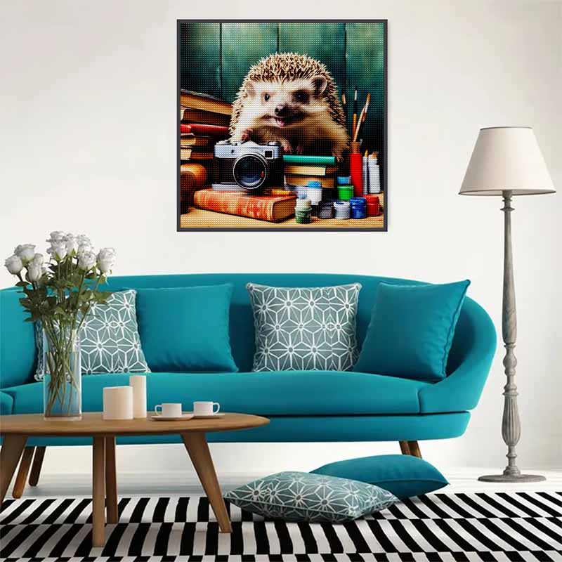 New Arrival 5D DIY Full Circle Diamond Painting "Hedgehog and Book" Embroidery Cross Stitch Home Decor Gift