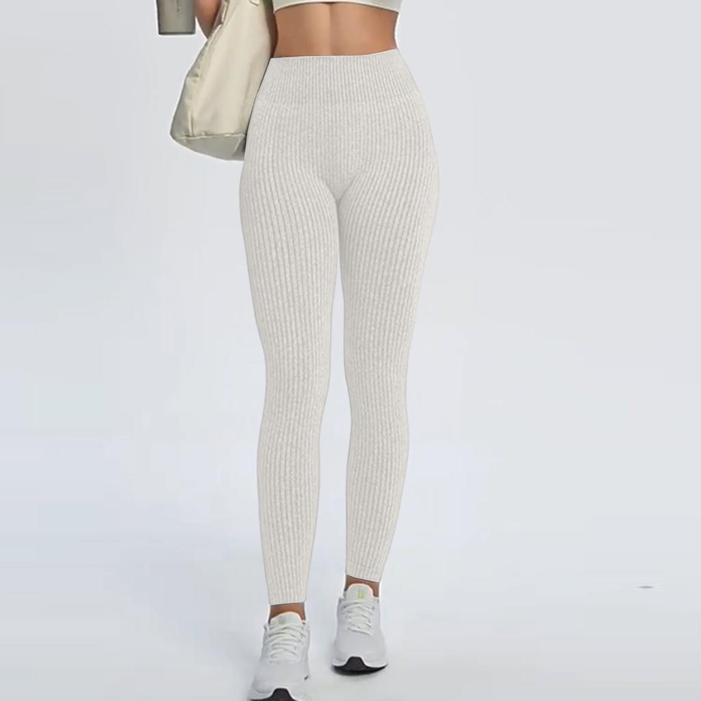 Damen Freizeitmode Hose Hohe Taille Neun-Minuten-Hose Einfarbig Slim Stretch Jogginghose