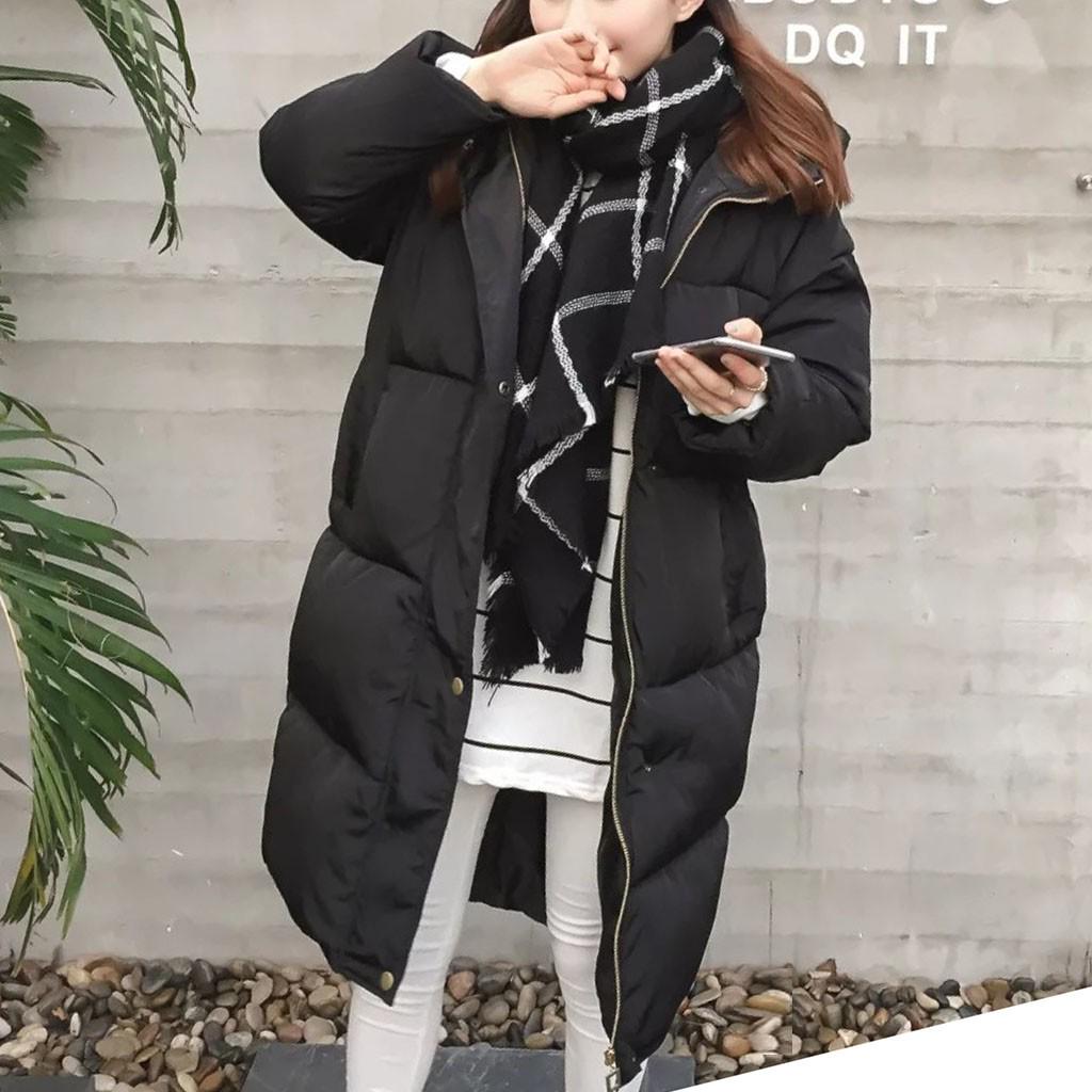 

Женское повседневное длинное толстое свободное пальто с хлебом, зимняя куртка, хлопковая одежда XL чёрный