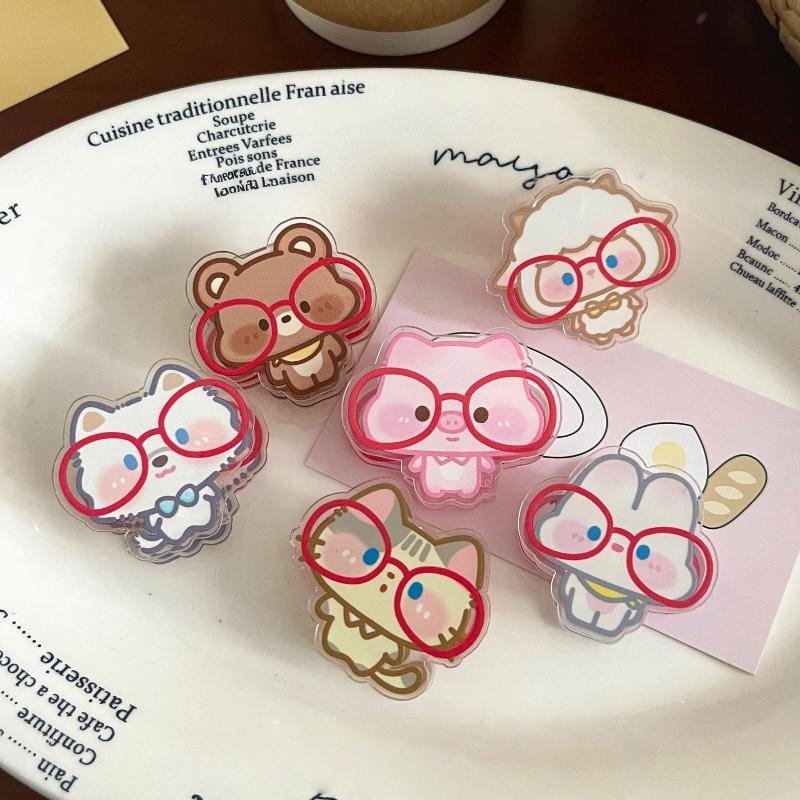 

6Pcs Lovely Cartoon Animal Paper Clip Stationery Learning Supplies Note Holder Office Binding Clip Photo Clip Mini Pp Clip A2