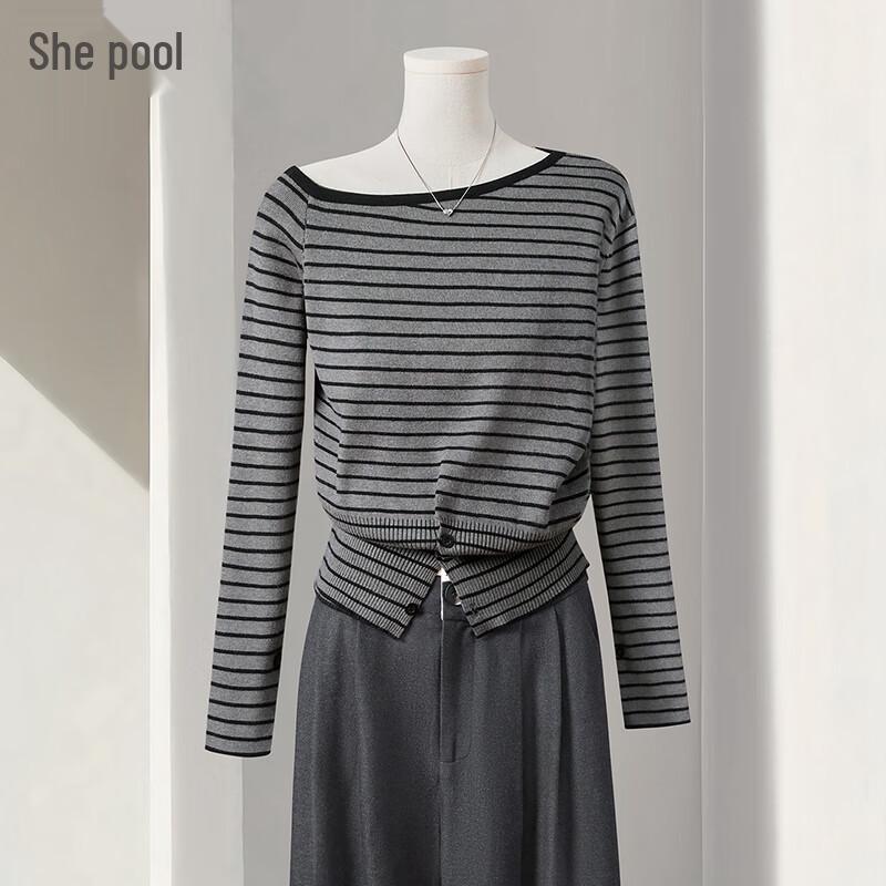 

Женский асимметричный трикотажный топ с полосками и открытым плечом One Size