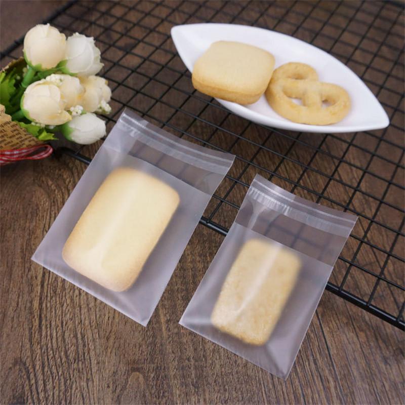100 Pcs/lot Thick Frosted Cookie Self-Adhesive Bag Button Biscuit Cookies Packaging Translucent Without Pattern