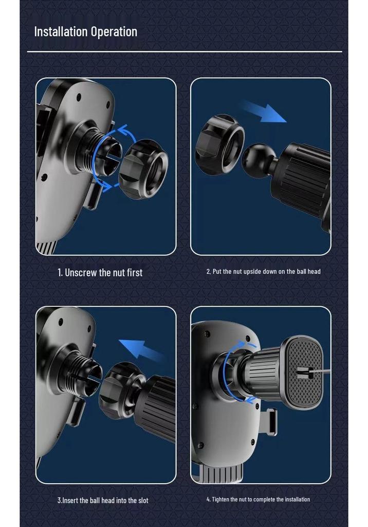 Wireless Charging Car Phone Holder & Mount with Suction Cup and Air Vent Support