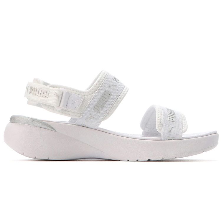 PUMA Sportie Sandal Women White Metallic Silver Black 381172-02