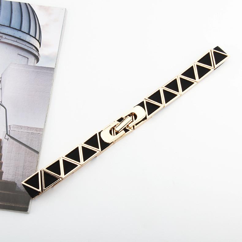Fashion Metal Triangle Splicing Design Women Slim Waist Belt For Long Dress And Special Occasions