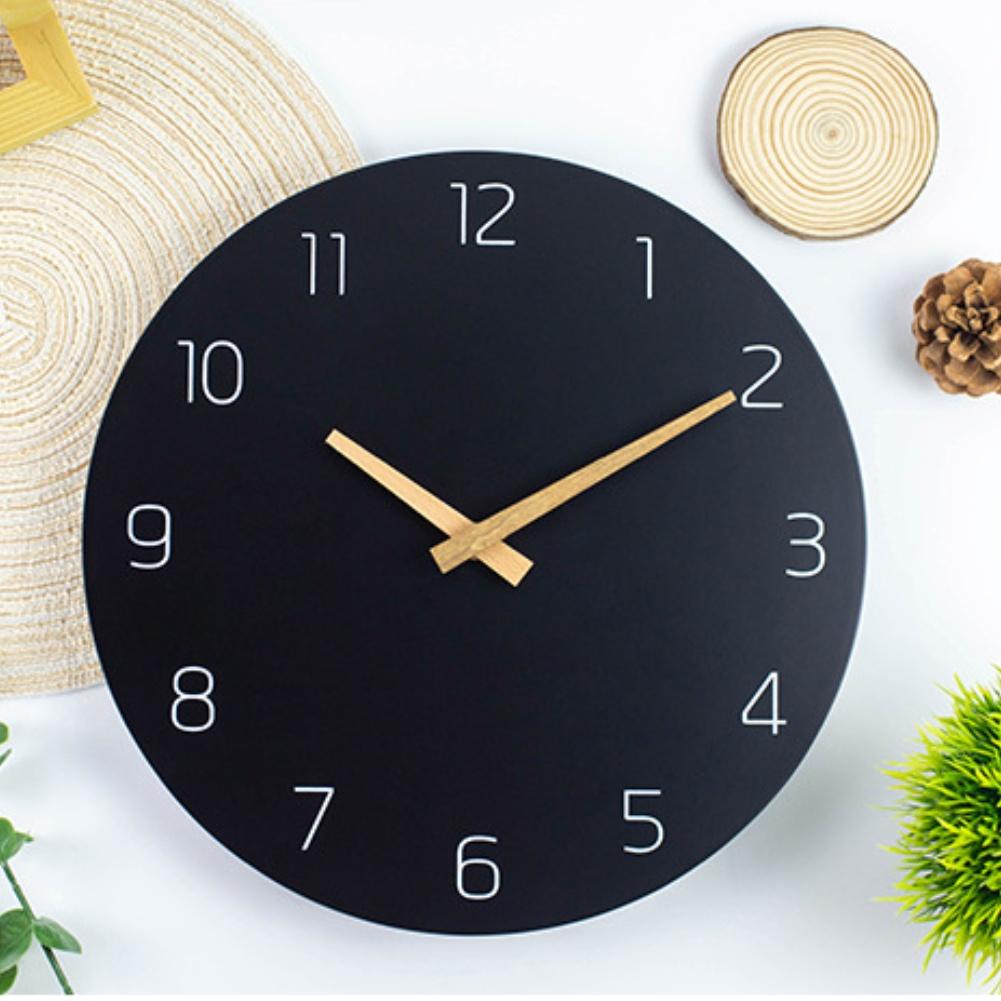 Frameless Wooden Wall Clock 30cm with Silent Quartz Movement Battery Operated for Bedroom Study and Office Walls