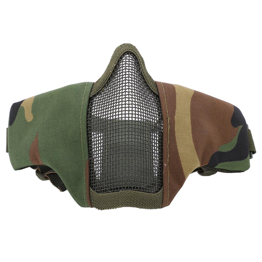 Utomhus Halvansikte Andningsbar Stålmask Ansiktsskydd Militär för CS Jakt Skjutning Djungel