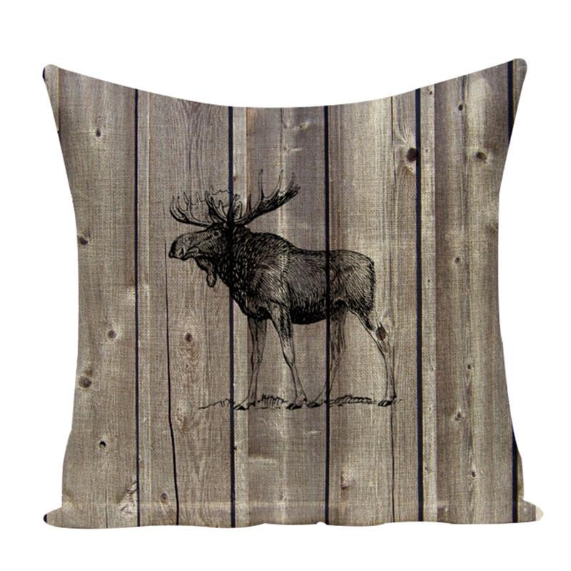 Weihnachten Elch Druck Kissenbezug Quadrat Hirsch Polyester Sofa Bett Kissenbezug Elch Kissenbezüge skandinavische Dekoration Sofa