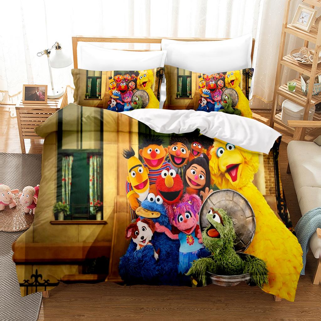 Sesamstraat Anime Home Slaapkamer Comfortabel Scandinavisch polyester materiaal geschikt voor kinderen en volwassenen 3-delige set