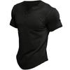 Summer Short Sleeve Men's T Shirts Men Tee Buttons V Neck T-Shirt Man Solid Top