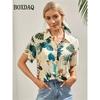 Women's Blouse Short Sleeve Printed Shirts Summer Beach Hawaiian Holidays Lapel Button Casual Fashion Cardigan Blouse Tops