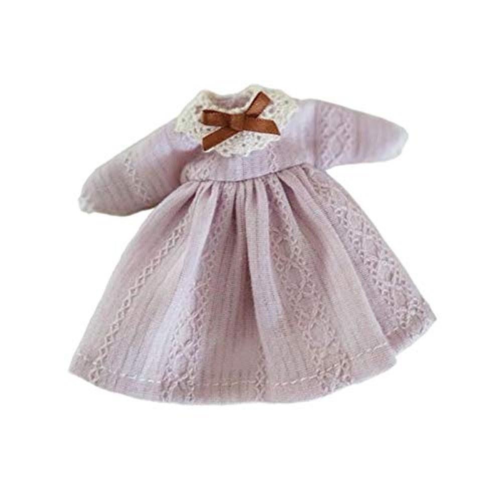 ISHR Obitsu 11 OB11 Doll Clothing 11cm Body Dress Pajama 2-Piece Set Light Purple Dark Red