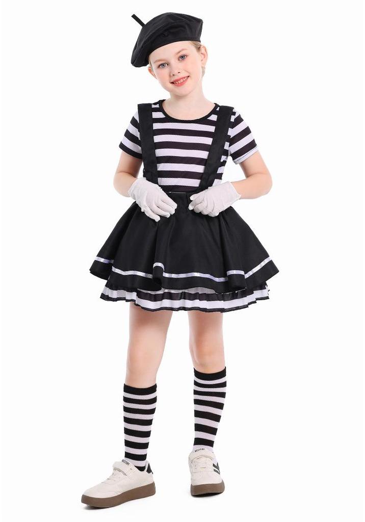 Costume da Clown Mimo per Ragazze 1 Giugno: Performance Teatrale Europea e Americana e Atto di Halloween