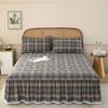 2026 Japanese Style Yarn-Dyed Cotton Quilted Bed Skirt - Pure Cotton Plaid Bedspread