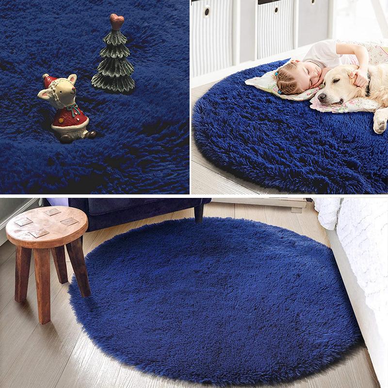 Pink Round Carpet Fluffy Soft Area Floor Mat Children Girls Room Princess Castle Plush Carpet Living Room Home Decor