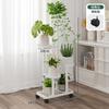 Multi-Layer Mobile Iron Art Succulent Plant Pot Holder Stand, Floor Standing Balcony Shelf Rack for Home Garden Decorative