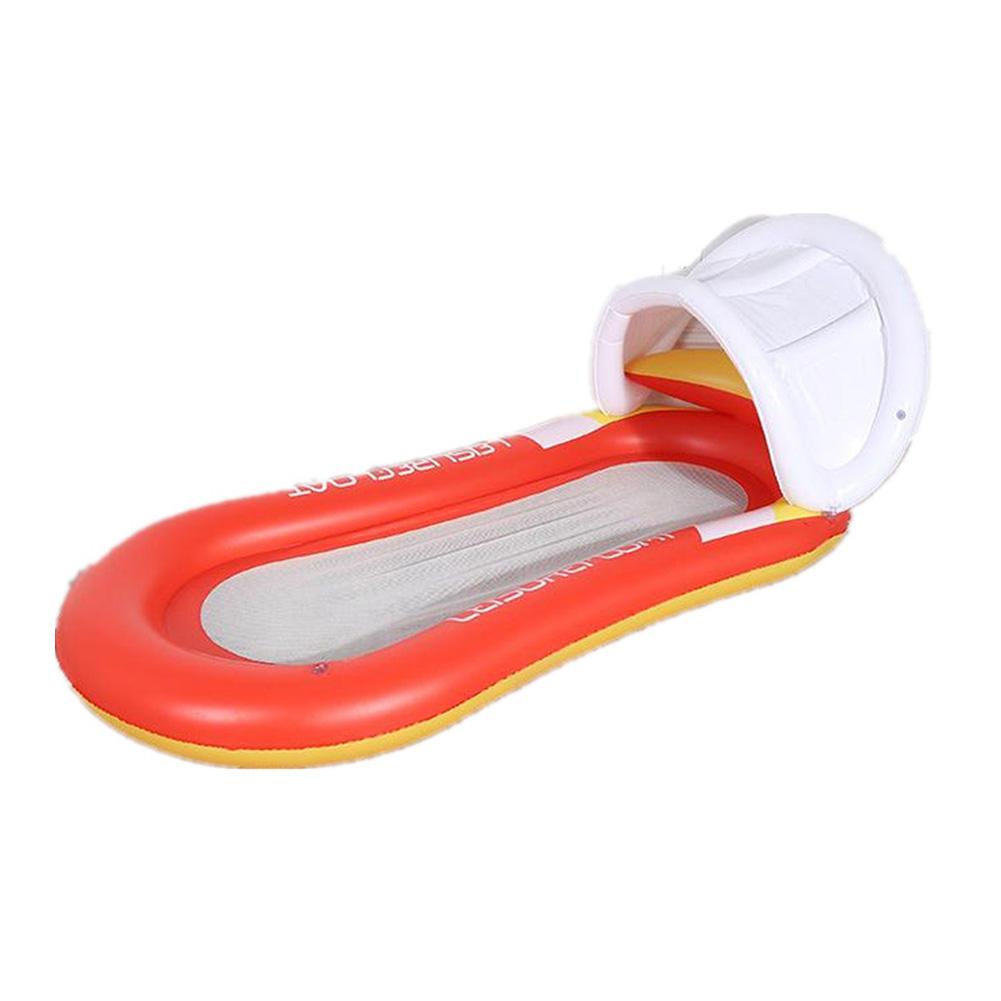 Summer Water Inflatable Floating Row with Cover Sunscreen Foldable Hammock