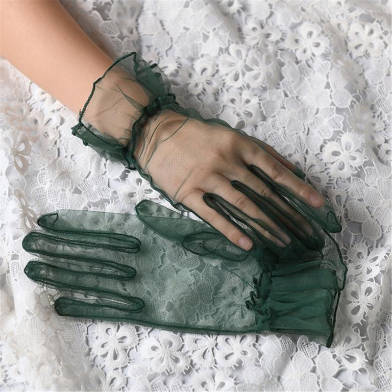 Wedding Gloves Proms Gloves Tulle Short Thin Gloves for Operas Women Lady Theme Proms Costume Accessories