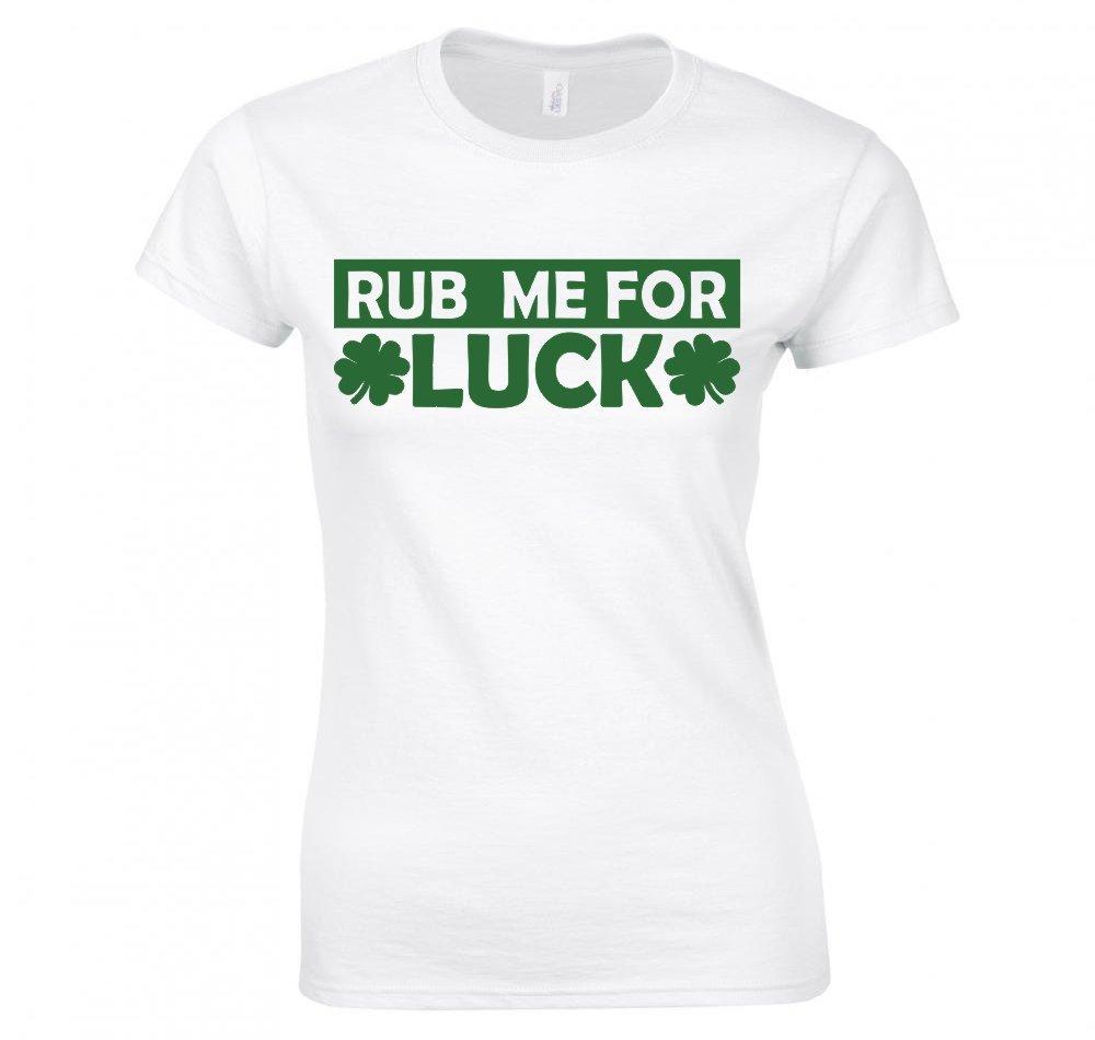 St Patricks Day Rub Me For Luck Ladies TShirt New S