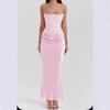 women's Solid Color Strapless Ruched Bodycon Maxi Dress Sexy Sleeveless Evening Party Mermaid Gown