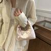Sweet Elegant Embroidery Shoulder Bag Nylon Texture Pearl Pendant Crossbody Purse Small Bucket Handbag Women Fashion Accessory