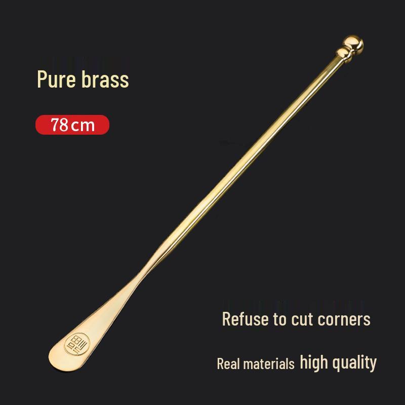 Pterocarpus Santalinus Premium Brass Shoehorn with Long Handle - Easy Lift for Pregnant Women
