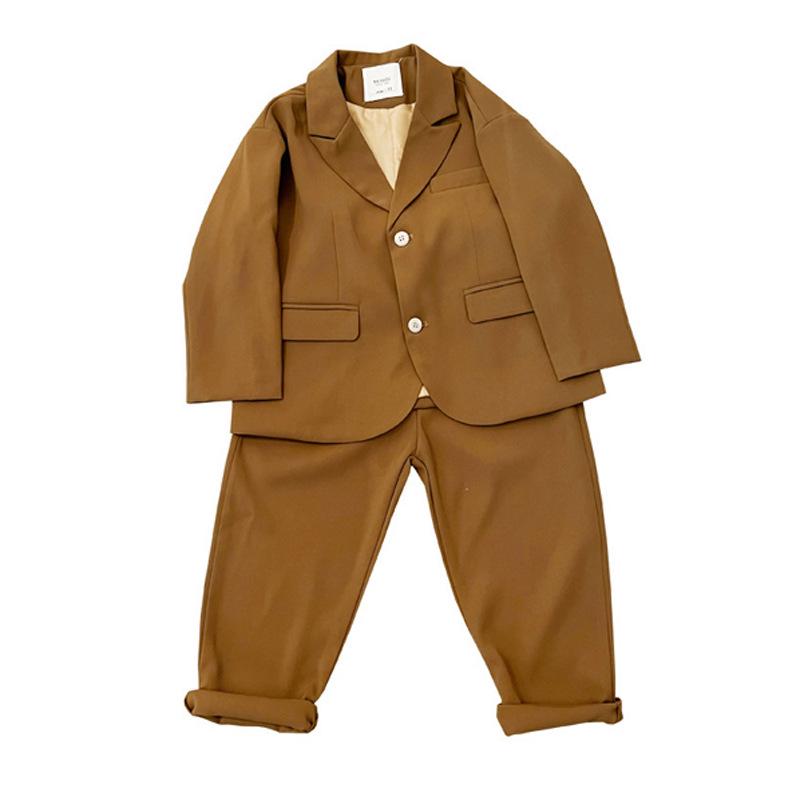 Set Tuxedo Elegant de Primăvară/Toamnă pentru Băieți - Costum Stil Coreean pentru Băieți cu Flori și Modă de Podium