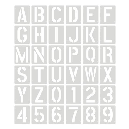Letter Stencils And Numbers PET Reusable Templates for DIY Art Crafts 26 Letters 10 Numbers Comprehensive Stencil Set for Wood Signage Cake Decorating