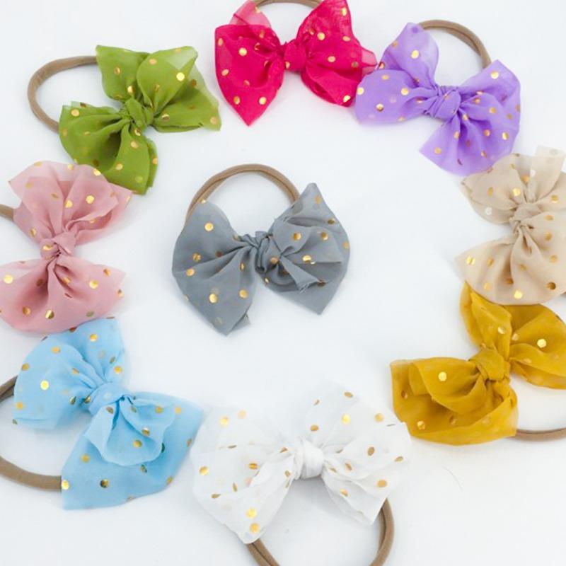 Baby pannebånd pannebånd barns allsidig nytt kreativt chiffon bronse sløyfe hårtilbehør pannebånd liten prinsesse