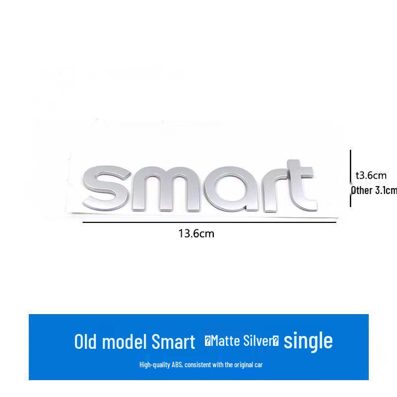 Compatible with Mercedes Smart Front & Rear Emblems, 'Smart Little Elf' Letter Stickers, Modified Car Tail Number Decals