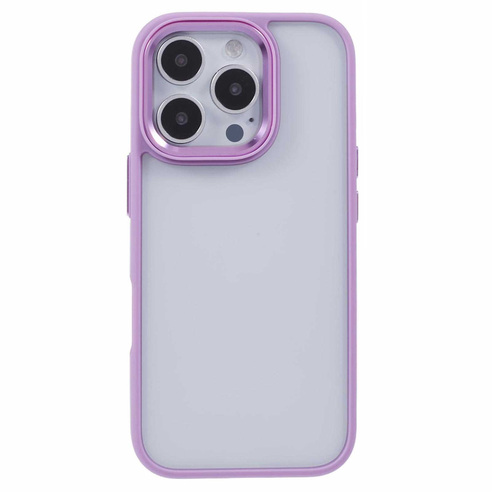 

For iPhone 16 Pro Max Cell Phone Case Drop-Proof Clear Back PC+TPU Cover Purple