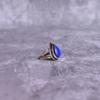 Natural Lapis Lazuli teardrop bohemian ring Silver oxidized handmade jewelry women pear cut blue stone Healing crystals statement jewelry