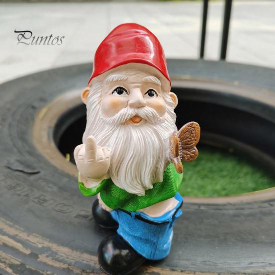 Einweihungsgeschenke für Gärtner Freche Mittelfinger-Gnom-Statue, Harz-Gartenzwerg-Ornament, Lustige Kreative Garten-Geste Zwerg-Dekoration