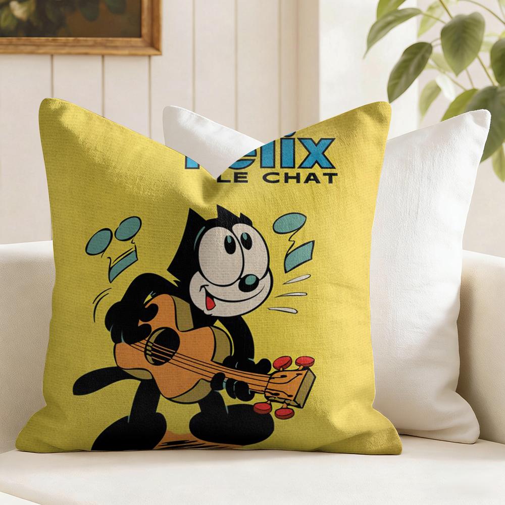 Stars FFelix The Cat Cushion Cover Eco Linen Pillow Case DoubleSided Print Breathable Durable Zipper Home Decor Gift