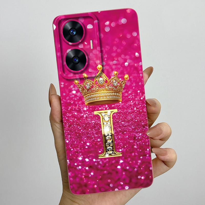 For Realme C55 RMX3710 Luxury Crown Letters Cover Soft Silicone Phone Case For Realme Narzo N55 C 55 RealmeC55 NarzoN55 Bumper