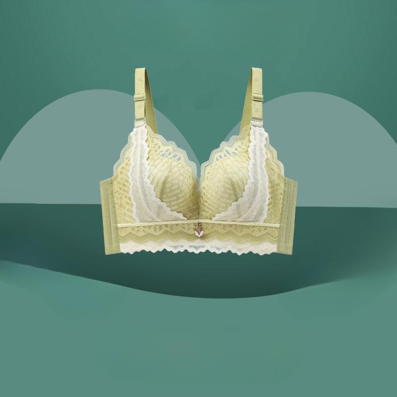 

Бюстгальтер большого размера без косточек для женщин, глубокий V-образный, собирающий, сексуальный, против провисания, с завязками на груди, для женщин, на лето 52/120E светло-зеленый