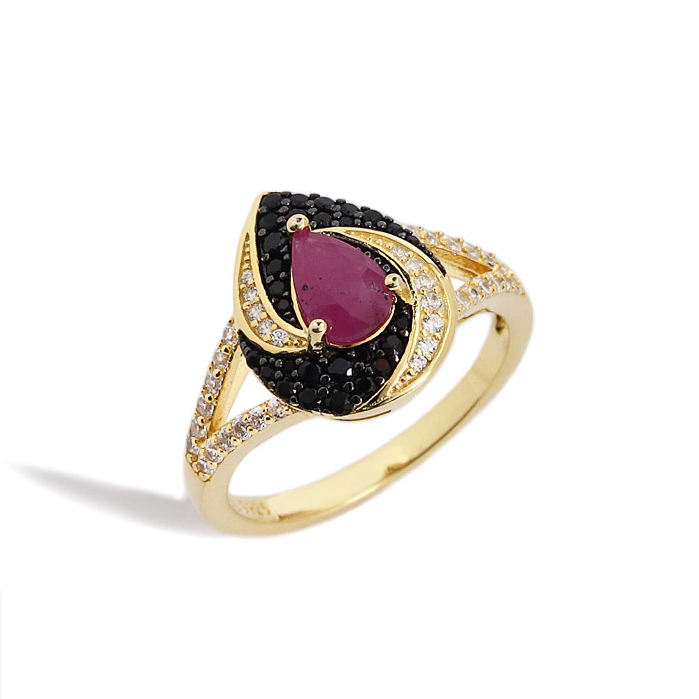 Vintage Design Natürliche Birne 5*7mm Rubin Damenring Echte Edelsteine 925 Sterlingsilber Feiner Schmuck für Jubiläum Bankettkleidung