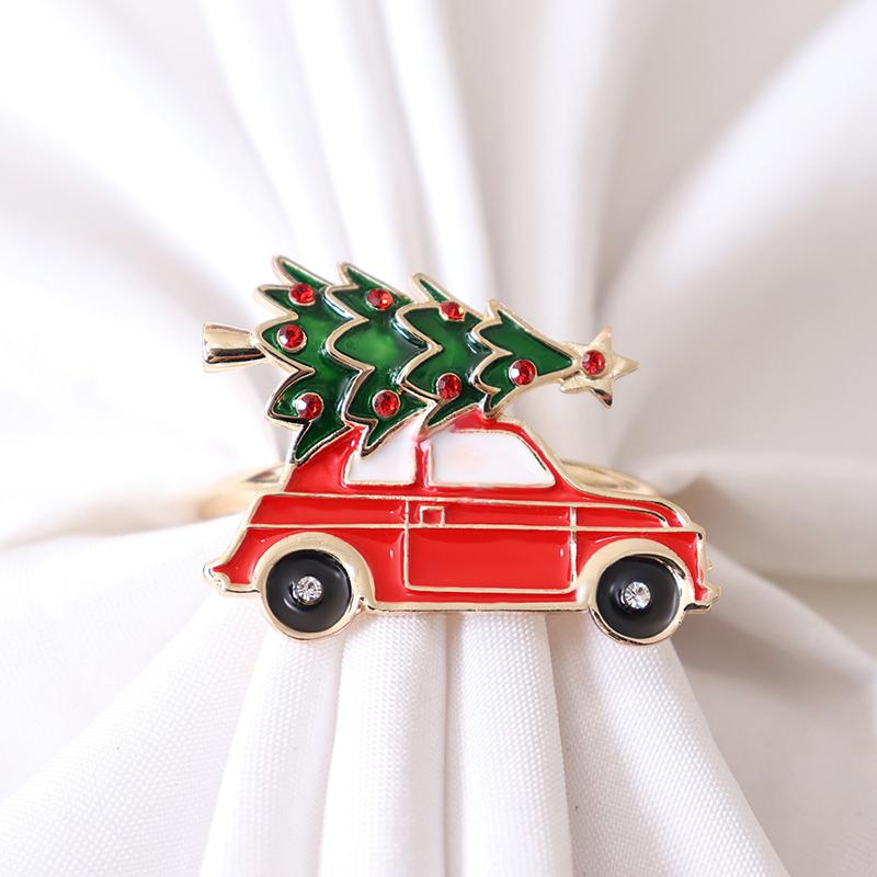 1PCS Christmas Tree Napkin Ring Festiva Table Napkin Buckle Diamond Deer Crafts Holder Handmade Party Dinner Supplies Decorative