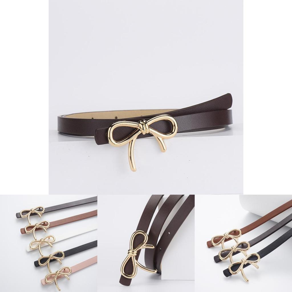 Stylish New Bowknot Decorative Pu Leather Slim Waist Belt For Elegant Women Fashion