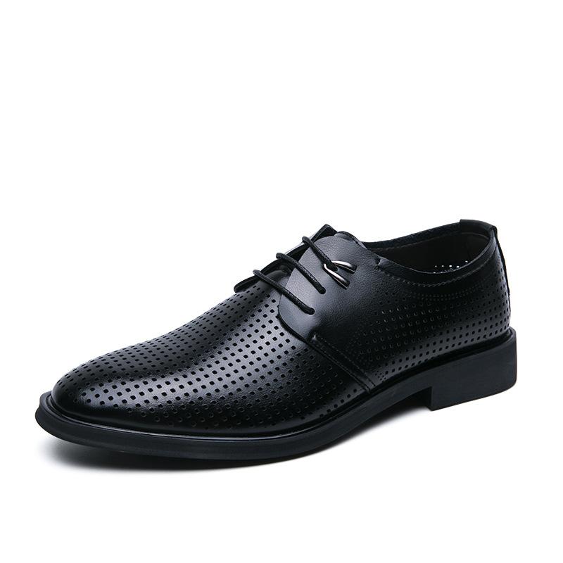 

Men s small pointed hole shoes 2020 autumn retro style fashion personality trend casual shoes handmade leather shoes 38 чёрный