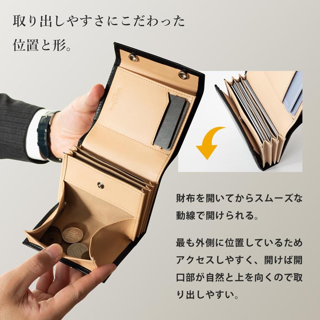 Mini Large 24 Genuine Italian Coin Brushed Navy [Dom Teporna] Wallet, Capacity, Cards, Bi-fold Wallet, Men's Wallet, Leather, Leather, Box-shaped