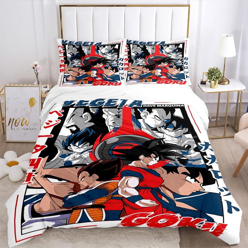 3pcs Vegeta, Goku Bedding Set. Soft and Comfortable with No Core Included (1x Duvet Cover + 2x Pillow Covers) yy251031032