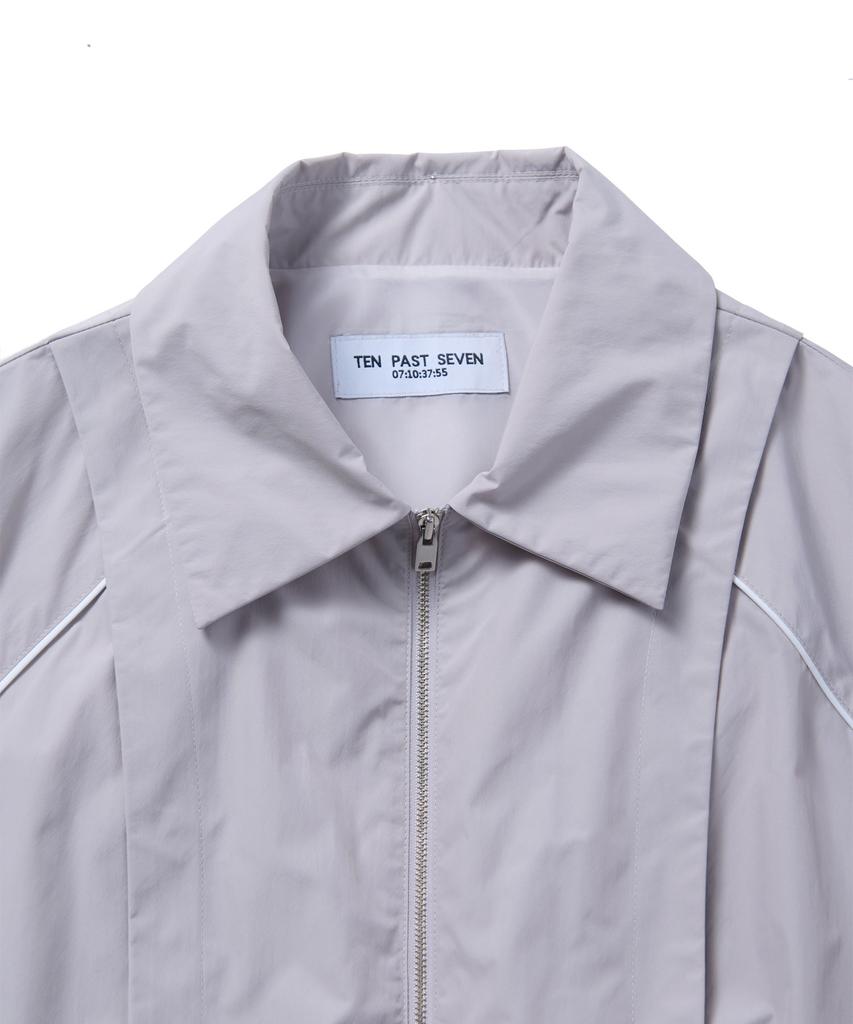 Ten Past Seven Contrast Piping Blouson Jacket - Light Beige