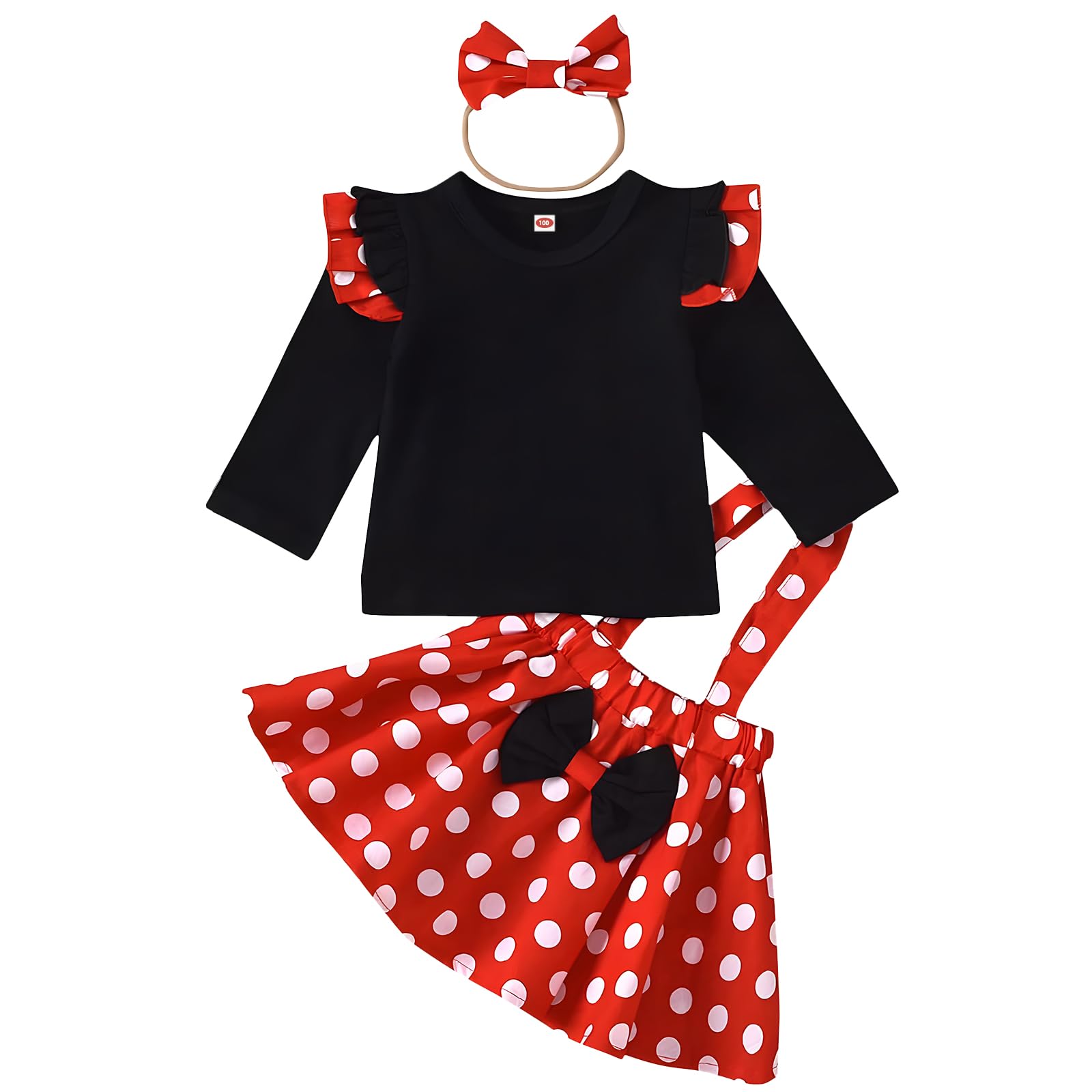 

Stuihort Minnie Mouse Costume, 3-Piece Set (T-Shirt, Skirt, and Hair Accessory) for Kids, Perfect for Halloween, Christmas, and Birthdays. Perfect