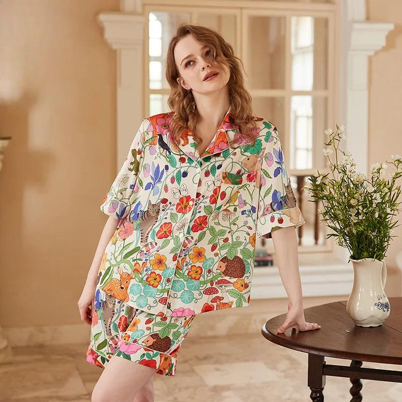 New Pajamas Women's Summer Short-sleeved Suit Sweet Cute Cartoon Home Clothes