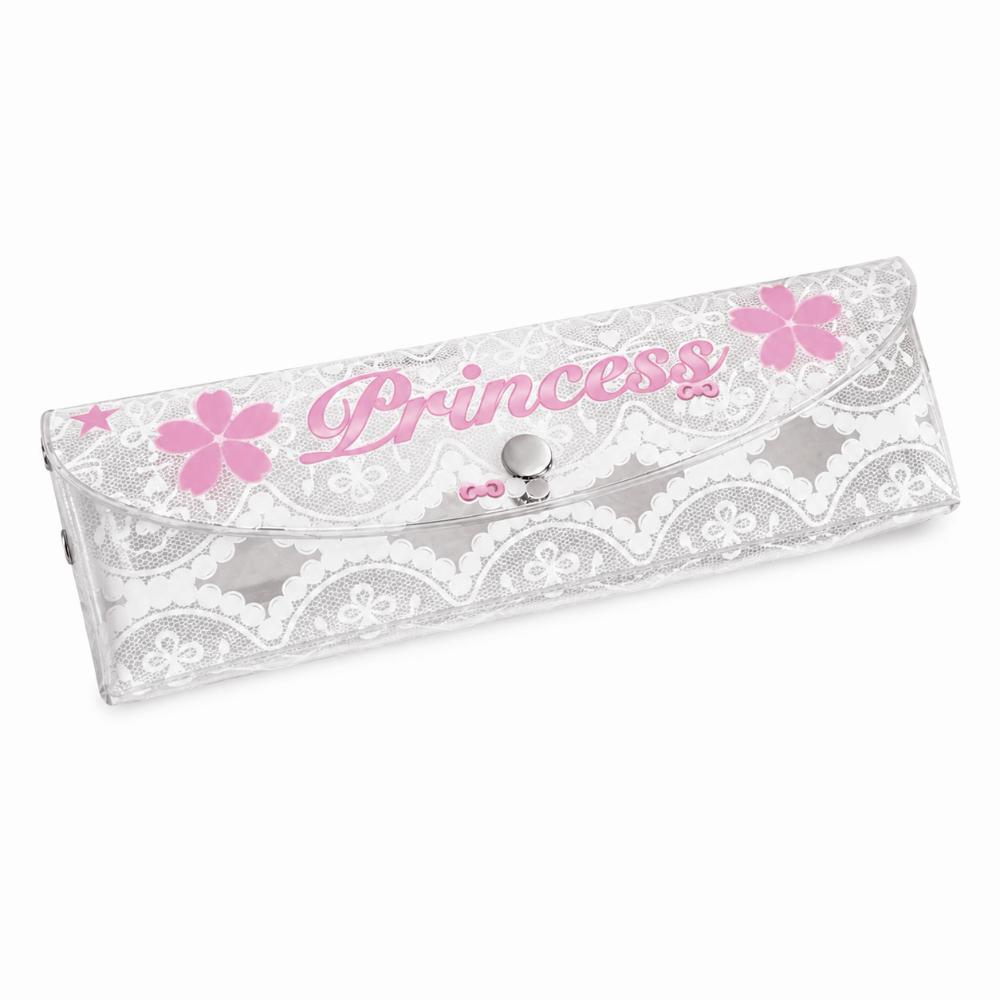Transparent Lace Pencil Case PVC Pen Bag Gifts Pen Storage Bag Desk Organization Pink Lace