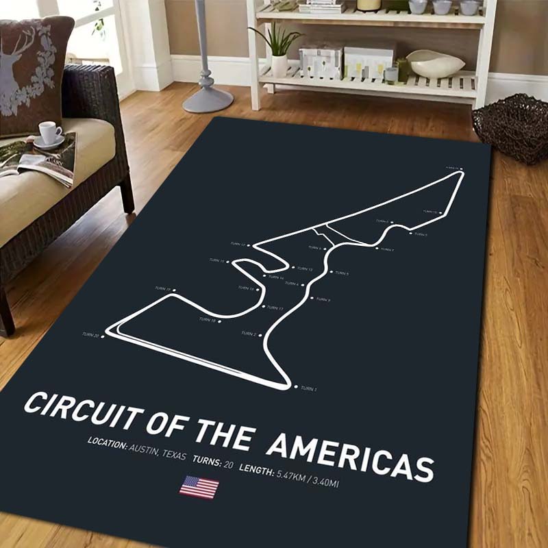 Dywanik Mat Dywanik z Wzorem Toru Wyścigowego 3D Silverstone/Laguna Seca Wystrój Domu Mata Podłogowa Antypoślizgowa Mata Powitalna