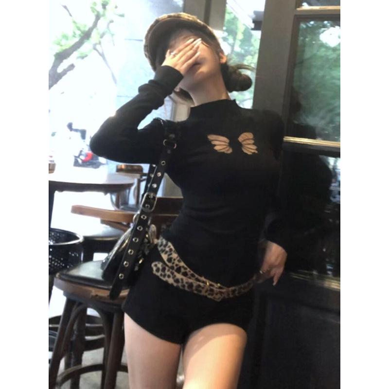 

Spicy Girl Hollow Long Sleeve Women s Slim Fit T-Shirt - Unique Design for Spring, Autumn & Winter M