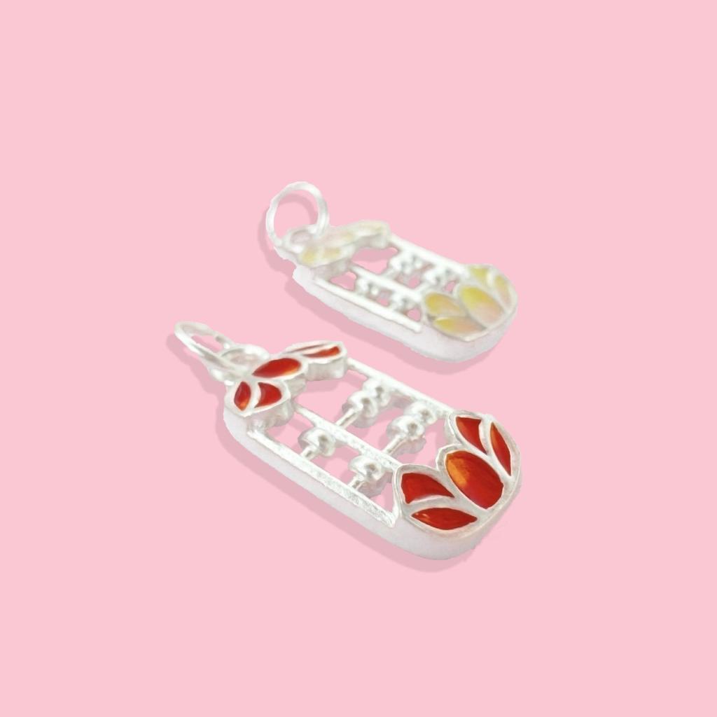 Sterling Silver Epoxy Ruyi Abacus Pendant Charm for DIY Jewelry.